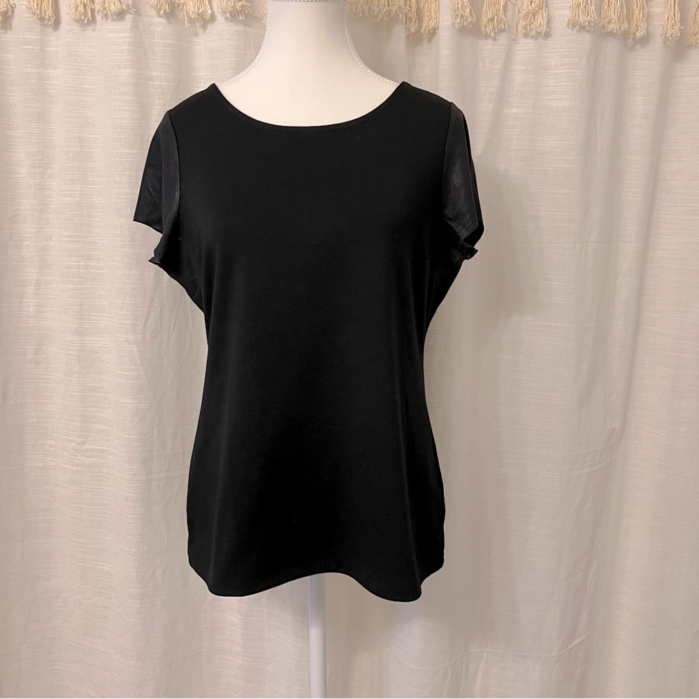 The Limited Faux Leather Sleeve Fashion Tee
